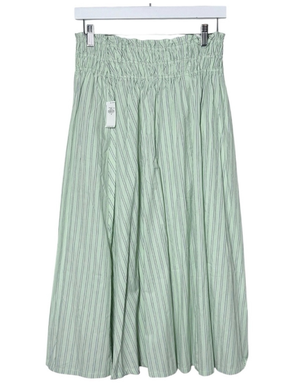 Old Navy Green & Lavender Striped Smocked Waist Midi Skirt Medium NWT - Picture 3 of 6